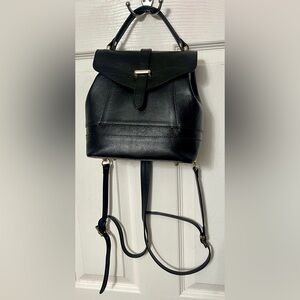Divina Firenze Trilli Convertible 3-Way Leather Backpack Black Made in Italy